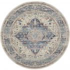 Nourison Home Vintage Kashan VKA07 6' x Round Ivory Blue Vintage Indoor Rug (Dropshippable)