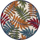 Nourison Home Aloha ALH18 4' x Round Multicolor Tropical Rug