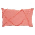 Nourison Home Lifestyle Distressed Diamond 14" x 24" Coral Indoor Throw Pillow