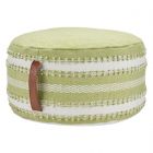 Nourison Home Outdoor Pillows Woven Stripes & Dots 20" x 20" x 12" Green Poufs