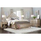 A.R.T. Furniture Starlite Upholstered Panel Bedroom Set With Storage in Silver, Queen