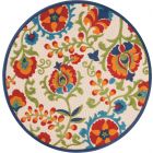 Nourison Home Aloha ALH17 4' x Round Multicolor Farmhouse Rug (Dropshippable)