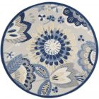 Nourison Home Aloha ALH25 4' x Round Blue/Grey Contemporary Rug