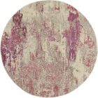 Nourison Home Celestial CES02 4' x Round Ivory/Pink Modern Indoor Rug (Dropshippable)