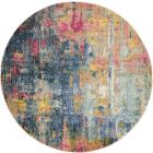 Nourison Home Celestial CES09 4' x Round Blue/Yellow Modern & Contemporary Indoor Rug (Dropshippable)