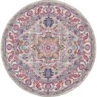 Nourison Home Passion PSN20 5' x Round Light Grey/Pink Bohemian Indoor Rug (Dropshippable)