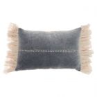 Nourison Home Sofia Stitch Velvet Frills 14" x 22" Dark Grey Indoor Throw Pillow