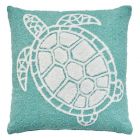 Nourison Home Outdoor Pillows Embroidered Sea Turtle 18" x 18" Turquoise Throw Pillow