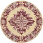 Nourison Home Grafix GRF14 8' x Round Cream/Red Vintage Indoor Rug (Dropshippable)