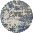 Nourison Home Rustic Textures RUS08 7'10" x Round Grey/Blue Modern Indoor Rug (Dropshippable)