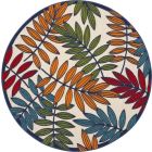 Nourison Home Aloha ALH18 5'3" x Round Multicolor Tropical Rug