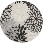 Nourison Home Aloha ALH05 5'3" x Round Black/White Round Tropical Rug