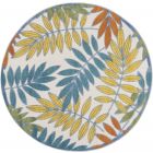 Nourison Home Aloha ALH18 4' x Round Ivory/Multi Tropical Rug (Dropshippable)