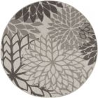 Nourison Home Aloha ALH05 4' x Round Silver Grey Round Tropical Rug