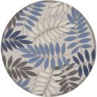 Nourison Home Aloha ALH18 7'10" x Round Grey/Blue Tropical Rug (Dropshippable)