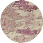 Nourison Home Celestial CES02 5'3" x Round Ivory/Pink Modern Indoor Rug (Dropshippable)