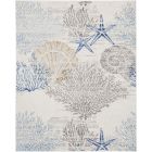 Nourison Home Seaside SDS04 7'10" x 9'10" Ivory Grey Blue Coastal, Nautical & Beach Indoor Rug (Dropshippable)