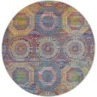 Nourison Home Ankara Global ANR05 6' x Round Multicolor Round Bohemian Indoor Rug (Dropshippable)
