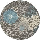 Nourison Home Passion PSN17 8' x Round Charcoal/Blue Contemporary Indoor Rug (Dropshippable)