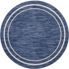Nourison Home Essentials NRE02 4' x Round Navy/Ivory Contemporary Rug (Dropshippable)
