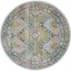 Nourison Home Ankara Global ANR07 4' x Round Blue/Green Round Vintage Indoor Rug (Dropshippable)