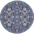 Nourison Home Grafix GRF24 8' x Round Navy Vintage Indoor Rug