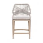 Essentials For Living Woven Loom Outdoor Counter Stool, Taupe White, Gray Teak (CL1A) - CLEARANCE SALE