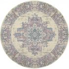 Nourison Home Grafix GRF14 8' x Round Ivory/Pink Vintage Indoor Rug (Dropshippable)