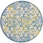 Nourison Home Aloha ALH21 5'3" x Round Ivory Blue Round Contemporary Rug (Dropshippable)