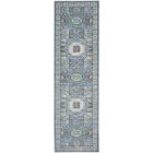 Nourison Home Ankara Global ANR17 2'4" x 8' Ivory Light Blue Runner Bohemian Indoor Rug (Dropshippable)