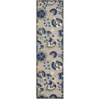 Nourison Home Aloha ALH17 2'3" x 12' Natural/Blue Runner Farmhouse Rug