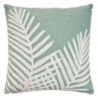 Nourison Home Outdoor Pillows Embroidered Palm Leaf 18" x 18" Aqua Throw Pillow