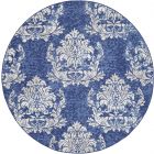 Nourison Home Whimsicle WHS11 8' x Round Navy Ivory Farmhouse Indoor Rug (Dropshippable)