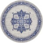 Nourison Home Whimsicle WHS03 8' x Round Ivory Blue Farmhouse Indoor Rug (Dropshippable)