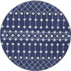 Nourison Home Grafix GRF37 5'3" x Round Navy Bohemian Indoor Rug (Dropshippable)