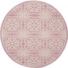 Nourison Home Jubilant JUB06 5'3" x Round Ivory/Pink Farmhouse Indoor Rug (Dropshippable)