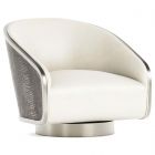 Bernhardt Interiors Miles Leather Swivel Chair in Silver 218-002 (Grade 4)