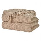 Nourison Home Lifestyle Woven Chenille 70" x 103" Beige Indoor Throw Blanket