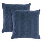 Nourison Home Lifestyle Cotton Knitted 18" x 18" Navy Indoor Throw Pillow - Set of 2