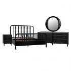 Noir Furniture Bachelor Bedroom Set, Hand Rubbed Black