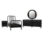 Noir Furniture Bachelor Bedroom Set, Hand Rubbed Black