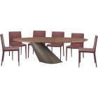 Nuevo Furniture Oblo 78.8" Dining Table Set in Walnut/Bronze