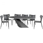Nuevo Furniture Oblo 92.8" Dining Table Set in Grey