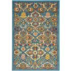 Nourison Home Allur ALR03 2' x 3' Turquoise Ivory Rectangle Bohemian Indoor Rug