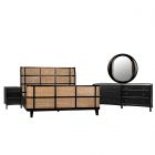 Noir Furniture Porto Bedroom Set, Hand Rubbed Black