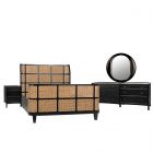 Noir Furniture Porto Bedroom Set, Hand Rubbed Black