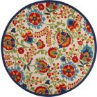 Nourison Home Aloha ALH17 5'3" x Round Multicolor Farmhouse Rug (Dropshippable)