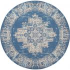 Nourison Home Grafix GRF14 8' x Round Blue Vintage Indoor Rug (Dropshippable)