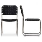 Moe's Home Collection Moma Stainless Steel Dining Chair in Black Leather (CL1A) - CLEARANCE SALE