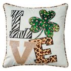 Nourison Home Holiday Pillows Shamrock Love Leopar 16" x 16" Multicolor Indoor Throw Pillow